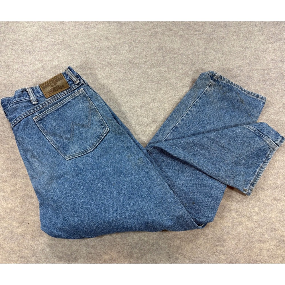 Wrangler Rugged Wear Mens Blue Denim Straight Leg Jeans 38x29 Medium Wash